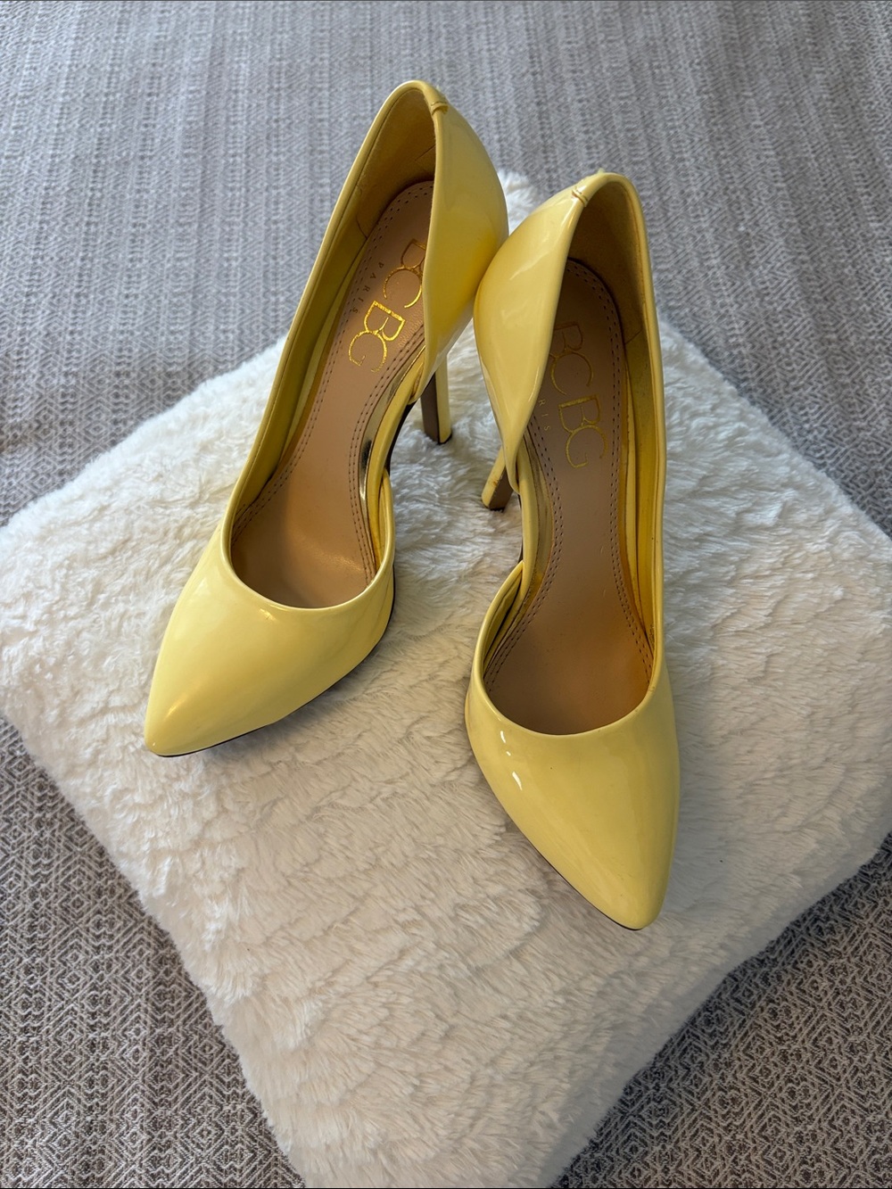 BCBG Lemon Patent Pointed-Toe Stiletto Pumps